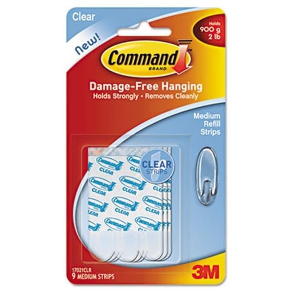 Command Command 17021CLR Clear Refill Strips  .63 x 1.75  9 per Pack 17021CLR